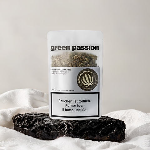 Green Passion CBD Crunch – Hochwertige Blütenmischung aus Schweizer Indoor-Cannabis. Perfekt für eine einfache und schnelle Anwendung.