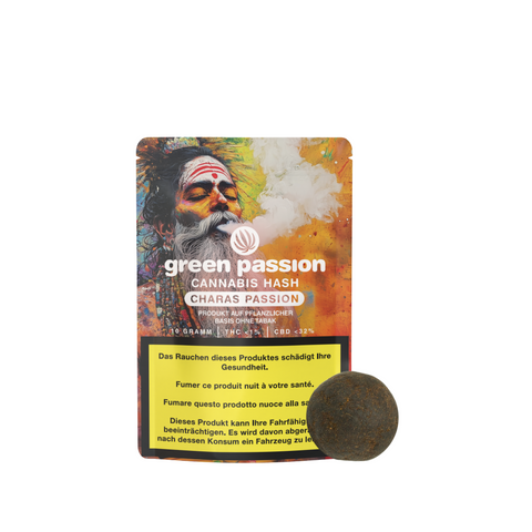 Charas Passion CBD Hash von Green Passion – weiches, dunkelbraunes Hasch mit intensivem Aroma. 10g-Packung für besten Genuss.