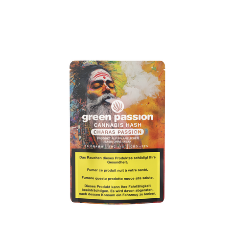 Green Passion Charas Passion CBD Hash in 10g-Verpackung – intensiver Haschisch-Genuss mit handgefertigter Qualität und hohem CBD-Gehalt.