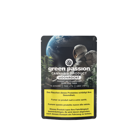 Green Passion CBD Moonrocks – Premium-Produkt aus der Schweiz, veredelte Cannabisblüten für ein aussergewöhnlich aromatisches Genusserlebnis.