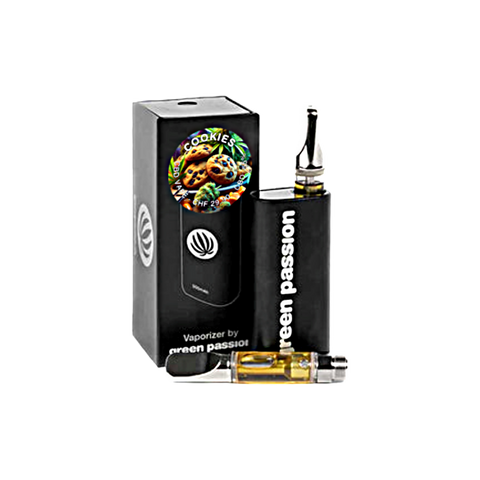 CBD Vape-Set Cookies von Green Passion – hochwertiges Set mit Vaporizer und 1ml Cookies-Kartusche, inklusive stylischer Verpackung, ideal für ein intensives Geschmackserlebnis.