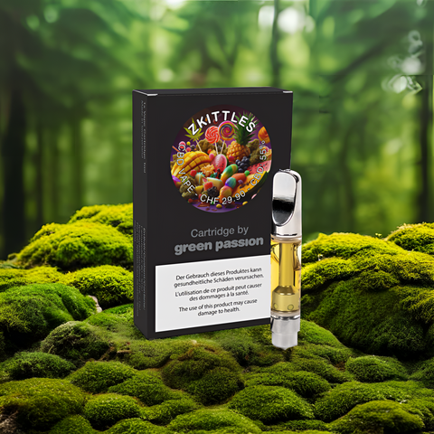 CBD Vape Cartridge Zkittles von Green Passion – tropisch-fruchtige Terpene mit 55% CBD. Ein geschmacklicher Genuss für deine CBD Vape-Session